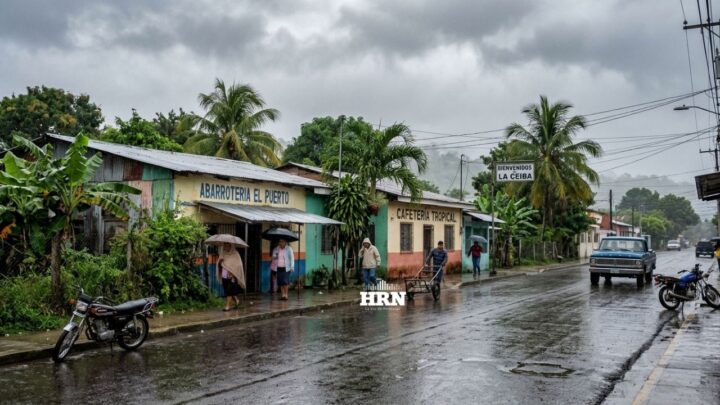 Mapa ilustrativo de frentes fríos y lluvias previstas sobre Honduras