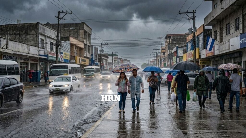 Mapa del pronóstico de lluvias y vientos para varias zonas de Honduras