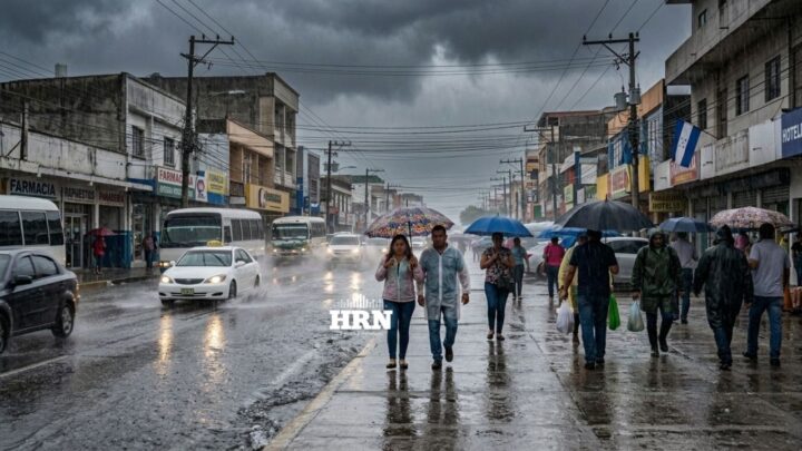 Mapa del pronóstico de lluvias y vientos para varias zonas de Honduras